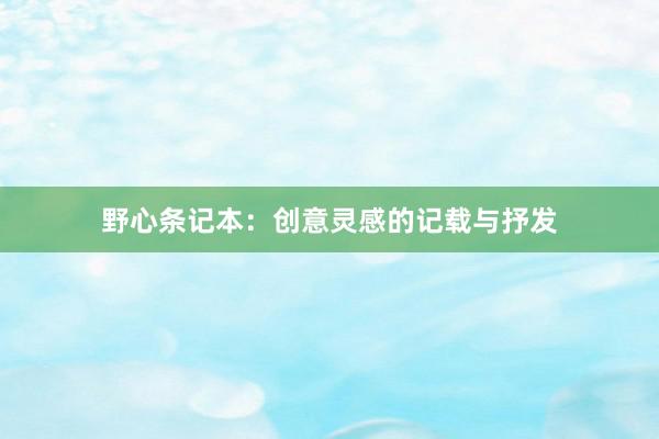 野心条记本：创意灵感的记载与抒发