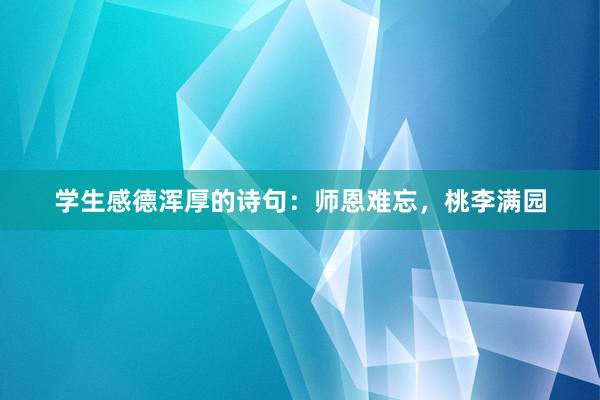 学生感德浑厚的诗句：师恩难忘，桃李满园